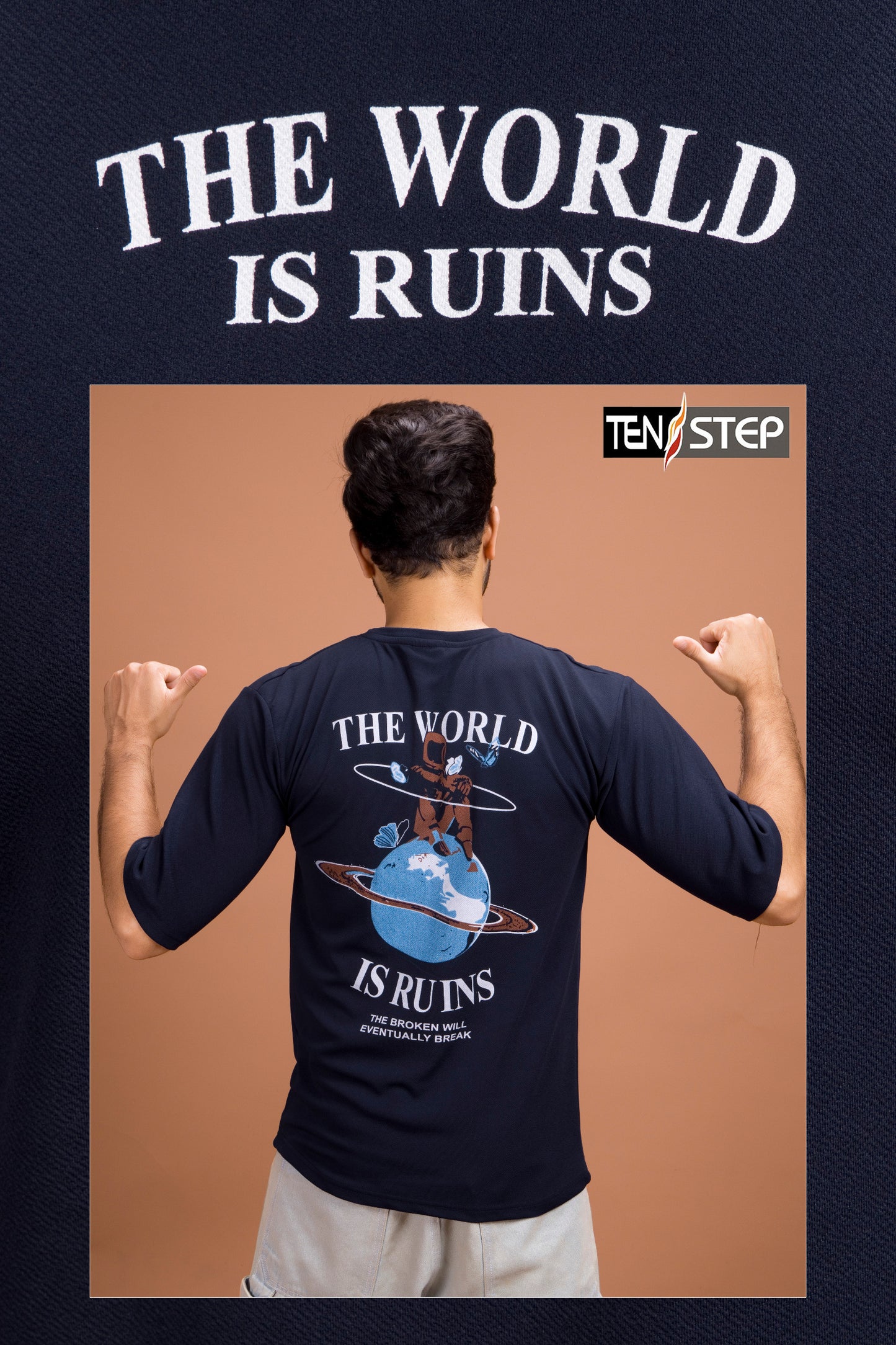 “The World Is Ruins” Astronaut Graphic Tee – Black
