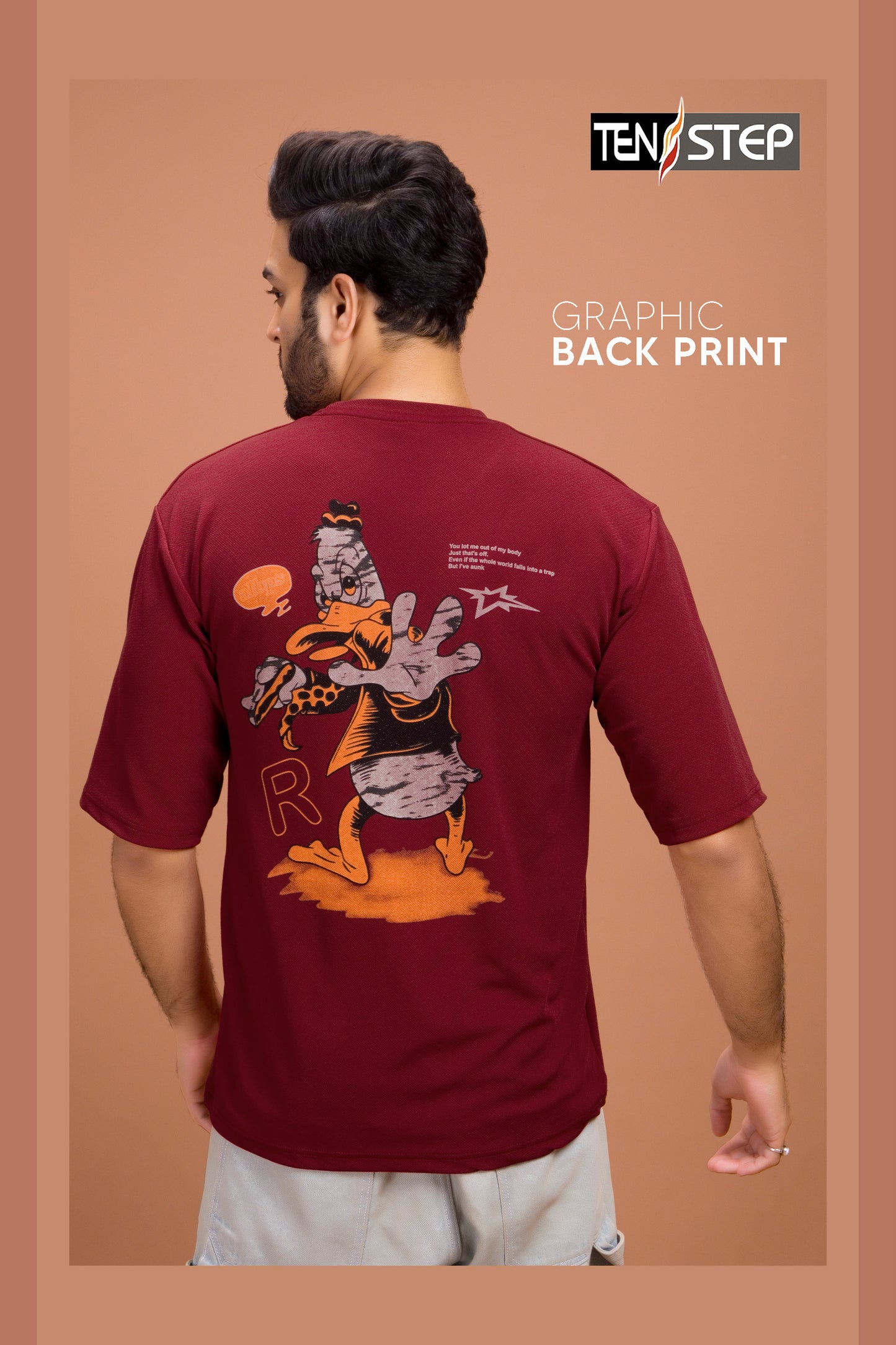 Bold Back Print T-Shirt – Maroon Edition