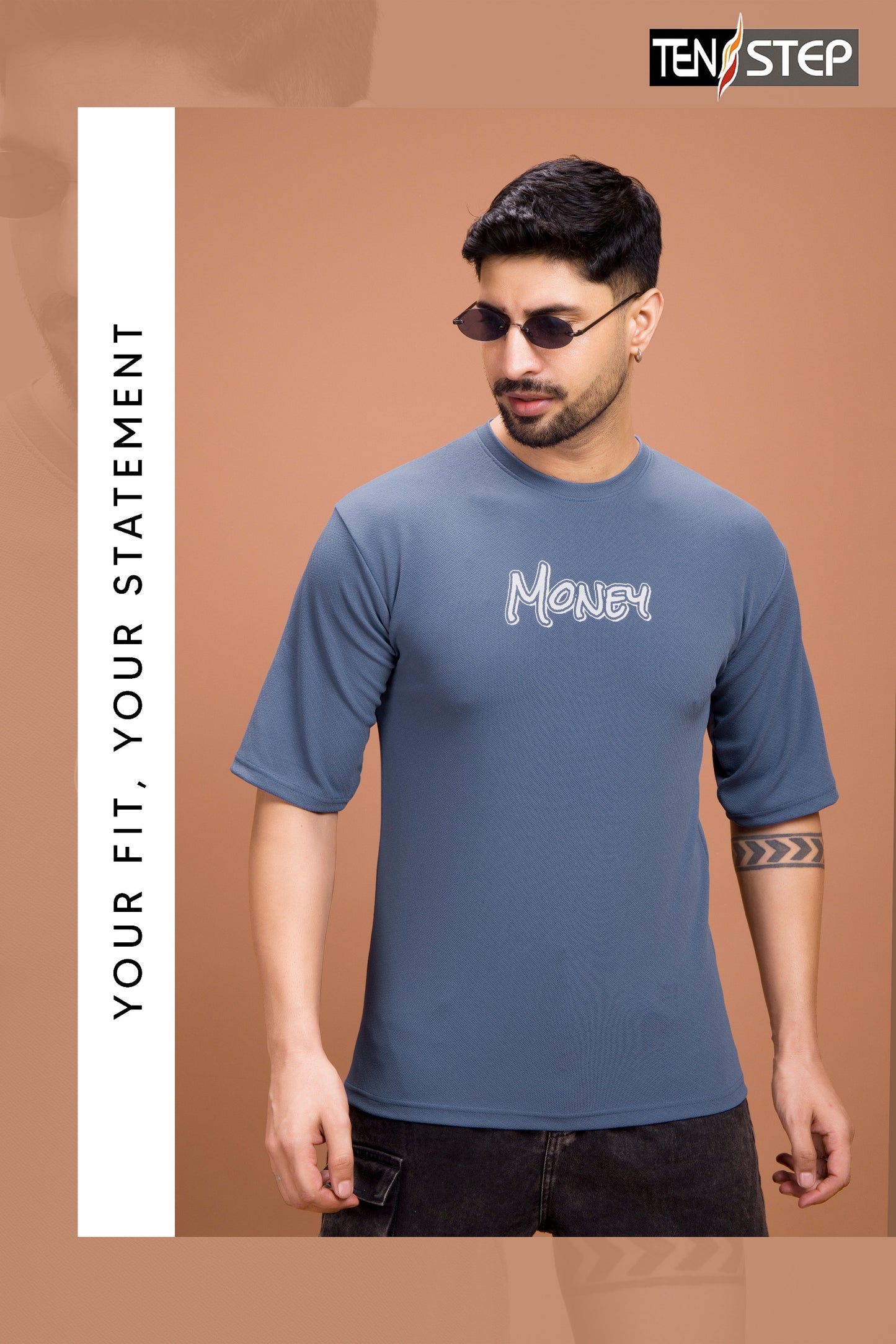 “MONEY” Graphic Tee – Icy Blue Flex