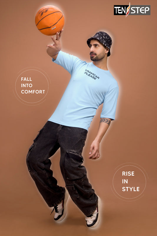 “Watch the Tramcar” Duck Graphic Tee – Sky Blue